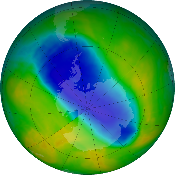 Antarctic ozone map for 12 November 2014